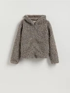 Bluzy damskie - Reserved - Bluza z imitacji baranka - ciemnoszary - miniaturka - grafika 1
