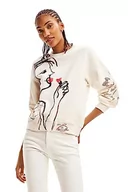 Bluzy damskie - Desigual Bluza damska, biały, XS - miniaturka - grafika 1
