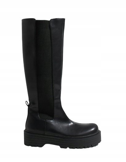 Nelly Damskie Kozaki Czarne Wysokie Na Płaskim Obcasie 41 Dre