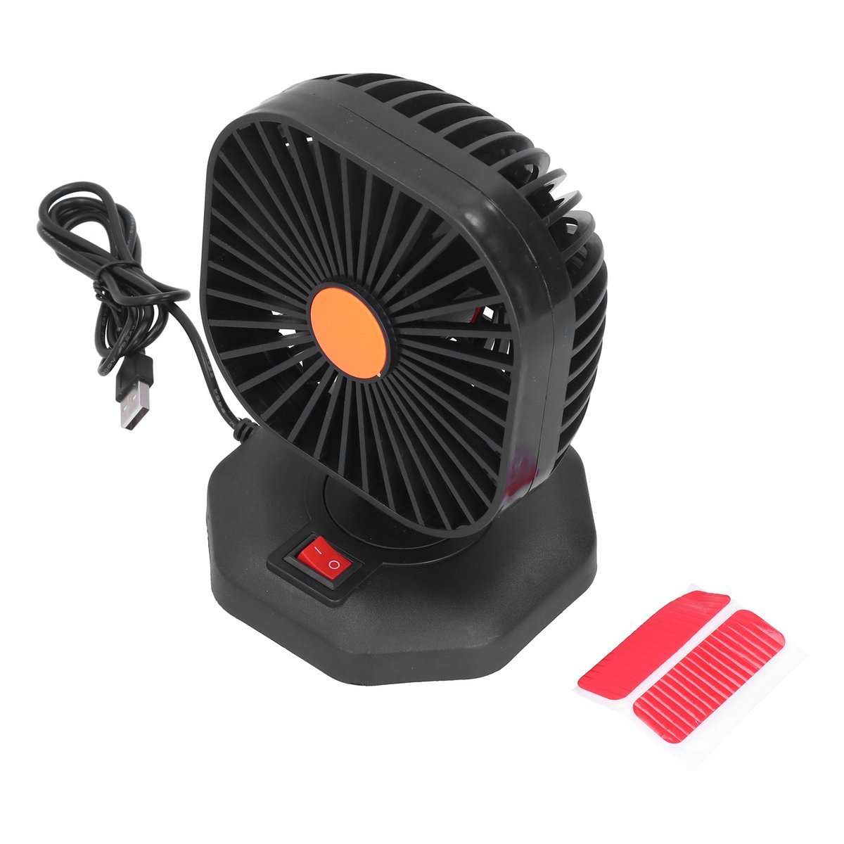 Wentylator samochodowy USB ABS 360° obrotowy, jednogłowicowy, z funkcją ładowania USB