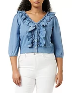 Koszule damskie - Wrangler Damska koszula Western Frill Bluuse, szary, XXL - miniaturka - grafika 1