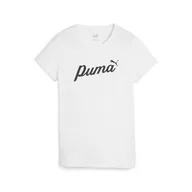 Koszulki sportowe damskie - Damska koszulka ESS+ Script PUMA White - miniaturka - grafika 1