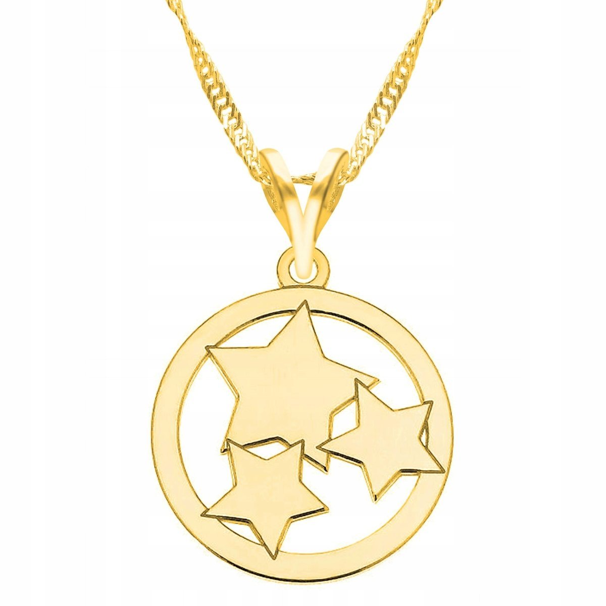 Złoty Naszyjnik Kółko z Gwiazdkami Stars Niebo Kosmos Gwiazdy SREBRO 925