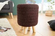 Pufy i podnóżki - Pufa stołek siedzisko Ball knitted dziergany brązowy 41cm (Z38680) - miniaturka - grafika 1