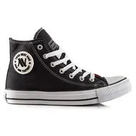 Trampki damskie - New Age Wiązane Wysokie Tenisówki szare - miniaturka - grafika 1