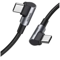 Kable USB - UGREEN kątowy kabel przewód z bocznym wtykiem USB Typ C - USB Typ C Power Delivery Quick Charge FCP 3 A 1 m szary (70529 US323) 70529 - miniaturka - grafika 1