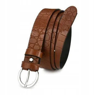 marka niezdefiniowana Skórzany pasek damski do spodni sukienki Beltimore brąz 3 cm W82 : Kolory - brązowy, beżowy, Rozmiar pasków - r.105-120 cm - Paski - miniaturka - grafika 1