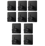 Ręczniki - zestaw 10 podwójnych haczyków bez wiercenia do łazienki i kuchni - haczyki uniwersalne [samoprzylepne] - wieszak na ręczniki haczyki samoprzylepne 45x45 mm ze stali nierdzewnej haczyki na szlafroki ze stali nierdzewnej haczyki samoprzylepne [czarne] - miniaturka - grafika 1
