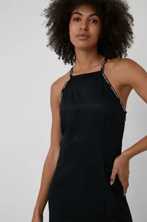 Sukienki - Calvin Klein Jeans Jeans sukienka kolor czarny mini rozkloszowana - grafika 1