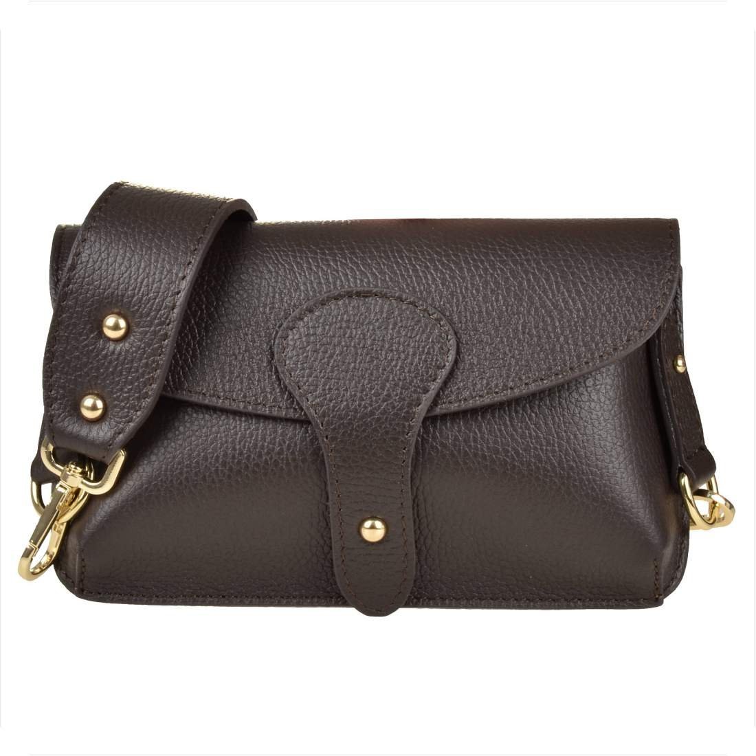 Vera Pelle Mała torebka brąz czekolada listonoszka skóra nat