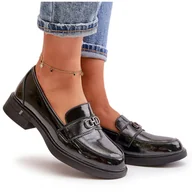 Mokasyny damskie - Lakierowane Mokasyny Damskie Ze Skóry Naturalnej Czarne Vinceza 58409 - miniaturka - grafika 1