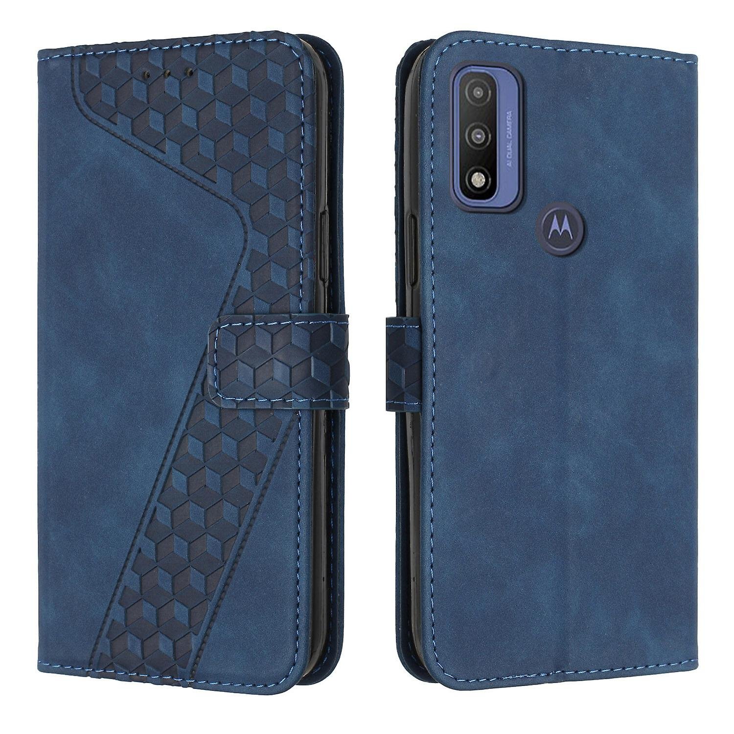 Moto G Pure Case, PU Leather Flip Cover Magnetic Clasp Design Portfel Gniazda na karty Stand Case Niebieski