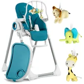 Krzesełka do karmienia - Krzesełko Do Karmienia Dla Dzieci Belo Nukido Niebieskie + Pałąk Z Zabawkami - miniaturka - grafika 1