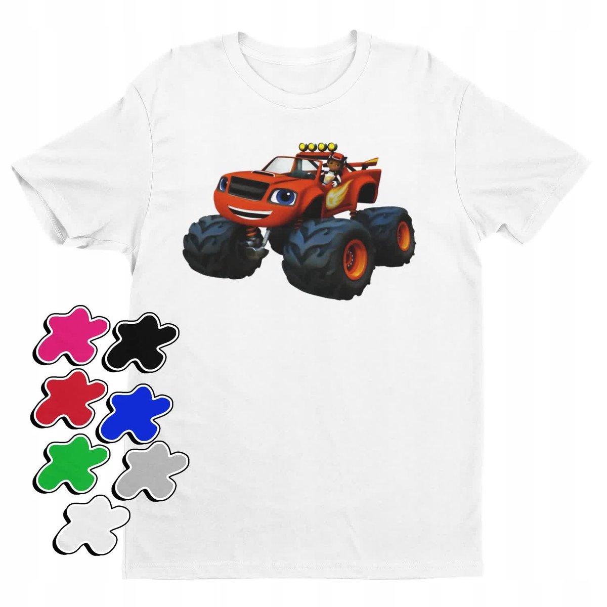Koszulka T-Shirt Dziecięca Z Nadrukiem Blaze Mega Maszyny Auta -L 146-152