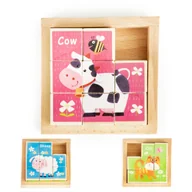 Klocki - Ecotoys, drewniane klocki, puzzle edukacyjne Zoo - miniaturka - grafika 1