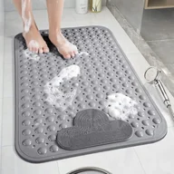 Maty antypoślizgowe - Mata antypoślizgowa do wanny 80 x 50 cm, mata antypoślizgowa z przyssawkami, mata prysznicowa, mata masująca, szara - miniaturka - grafika 1