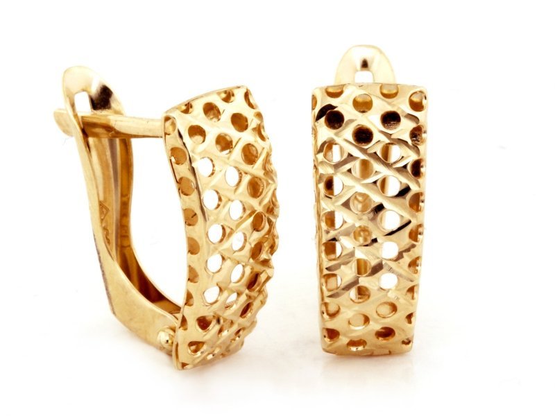 Kolczyki złote 375 ażurowe na angielskim zapięciu 1.25g