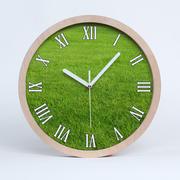 Zegary - Cichy ścienny drewno zegar zielona trawa fi 30 cm, Tulup - miniaturka - grafika 1