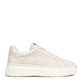 Półbuty męskie - Damskie sneakersy z materiału włókienniczego i ekoskóry złamana biel - miniaturka - grafika 1