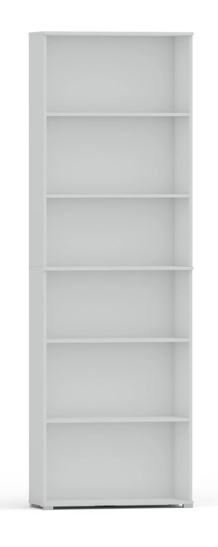 Regał pola 215x80 cm biały, 6 półek na książki i segregatory