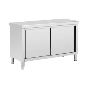 Royal Catering Stół roboczy z szafką przelotową ze stali nierdzewnej ECO 140 x 60 cm 500 kg - Meble gastronomiczne - miniaturka - grafika 1
