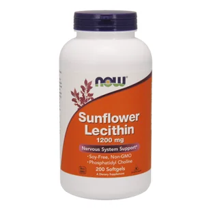 Now Foods NOW Foods Sunflower Lecithin 1200 mg  Lecytyna Słonecznikowa 1200 mg  (200 kap) - Układ nerwowy - miniaturka - grafika 1