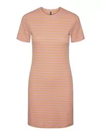 Sukienki - PIECES Damska sukienka Pcruka Ss Dress Noos Bc, Begonia Pink/Stripes:mock Orange, L - miniaturka - grafika 1