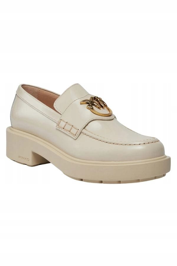 Loafersy damskie PINKO SD0001 P006 Z13 beżowe - Shoes: 41
