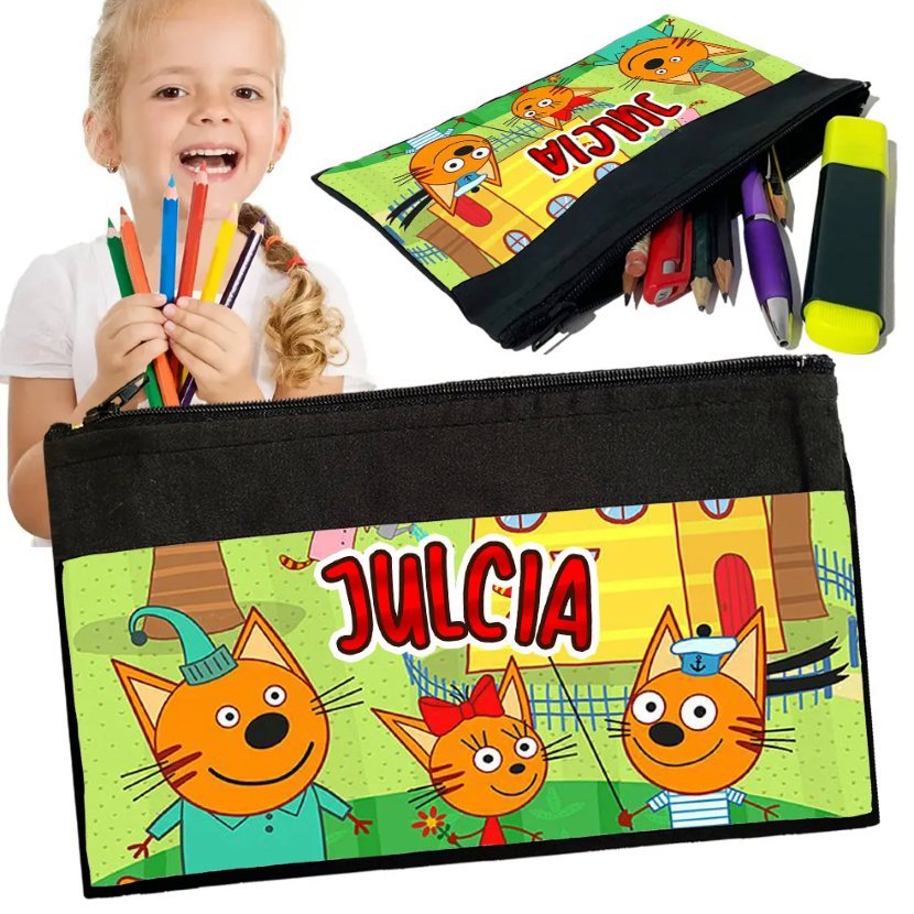 Personalizowany Piórnik KOT-O-CIAKI - Saszetka Nadruk imienia Prezent
