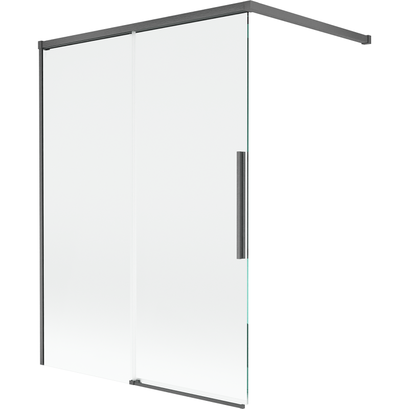 Mexen Rox parawan nawannowy 2-skrzydłowy rozsuwany 120 x 150 cm, transparent, gun gray szczotkowany - 8C9-100-003-66-00