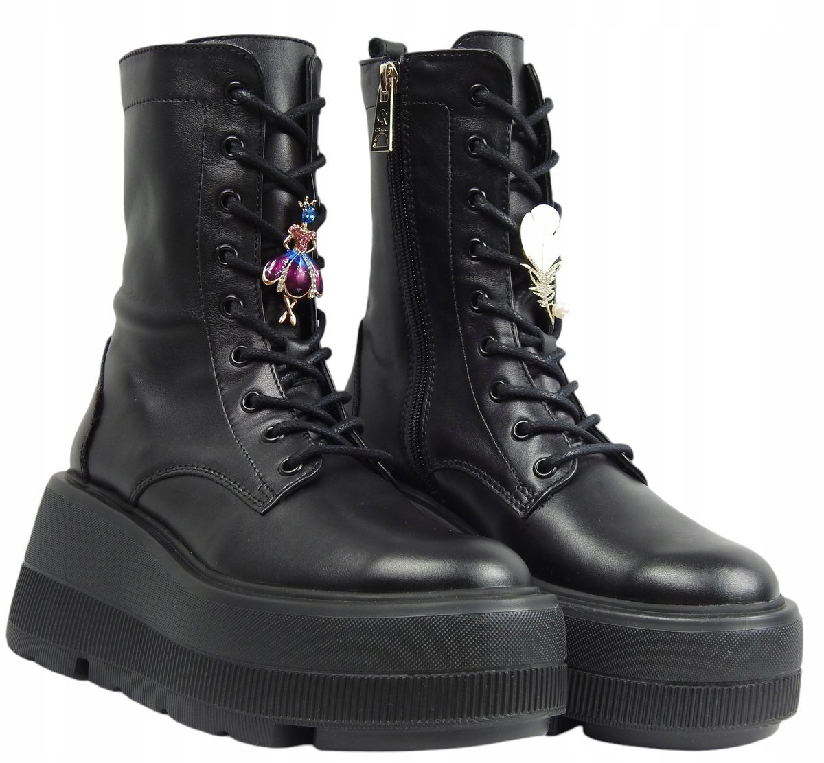 Workery botki czarne damskie CARINII B9791 skóra platforma modne r.37