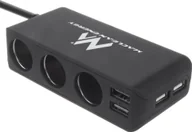 Ładowarki samochodowe - Ładowarka Maclean Rozdzielacz gniazda zapalniczki samochodowej Maclean MCE117A 3 gniazda, USB: 2 x 2.4A + 2 x 1A woltomierz max 120W czarny gumow - miniaturka - grafika 1