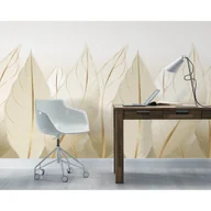 Tapety - Tapeta panoramiczna Liście beżowe 159 x 280 cm - miniaturka - grafika 1