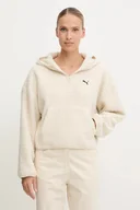 Bluzy damskie - Puma bluza damska kolor beżowy z kapturem gładka 632048 - miniaturka - grafika 1