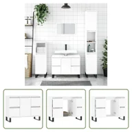 Szafki łazienkowe - The Living Store Szafka łazienkowa biała 80x33x60 cm materiał drewnopochodny - miniaturka - grafika 1