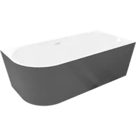 Wanny - Mexen Silo wanna wolnostojąca narożna prawa ryflowana 170 x 80 cm, biała/szara, przelew biały - 52891708062P-20 - miniaturka - grafika 1