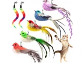 Zabawki dla kotów - Zabawka interaktywna dla kota piórka i ptaki zestaw 7 elementów - miniaturka - grafika 1