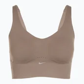 Bielizna sportowa damska - Biustonosz treningowy Nike Alate Medium Support Longline mink brown/white WYSYŁKA W 24H 30 DNI NA ZWROT - miniaturka - grafika 1
