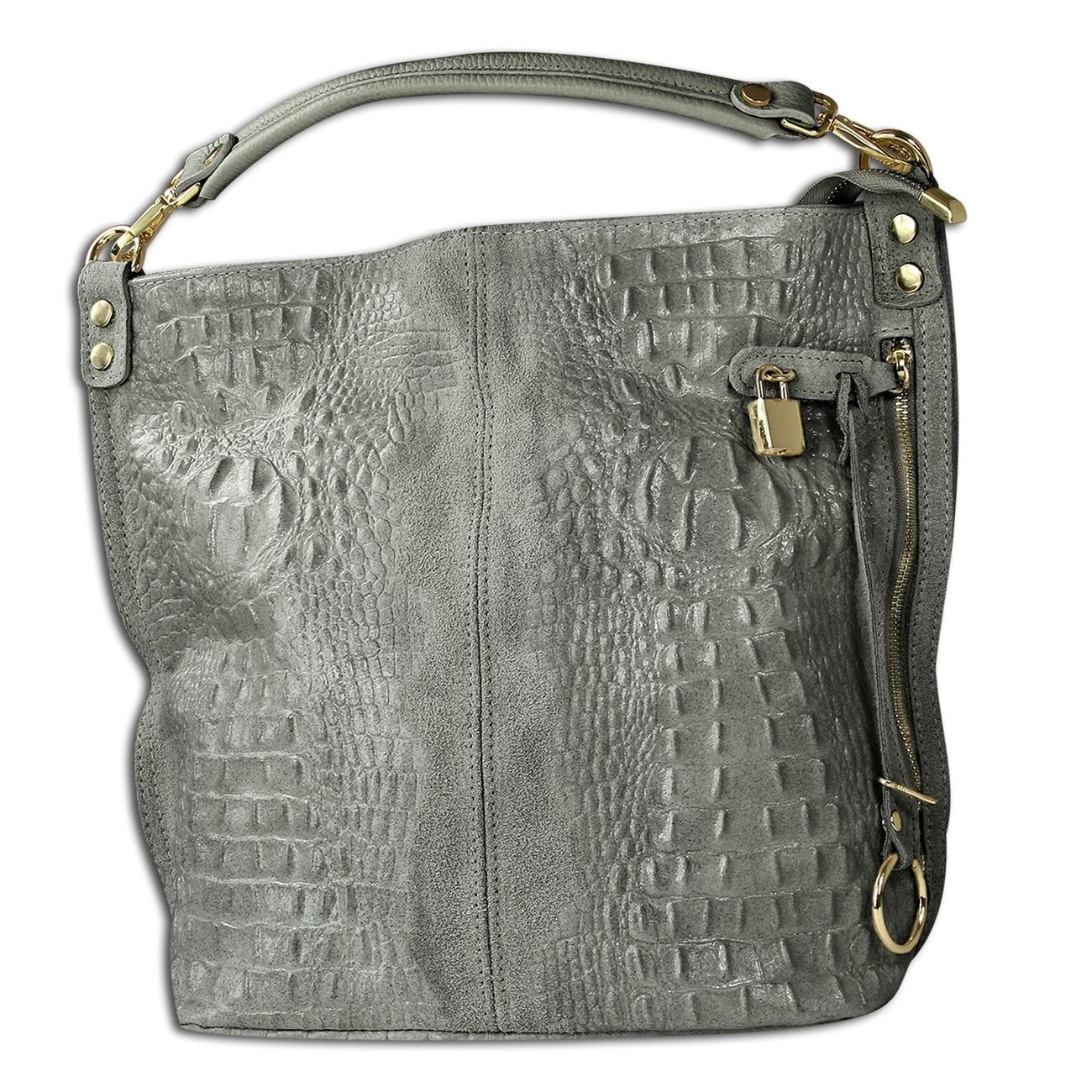 Toscanto torebka damska shopper torba skórzana szara OTT162SK