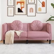 Sofy i kanapy - Sofa 2-osobowa z poduszkami, różowa, aksamit - miniaturka - grafika 1