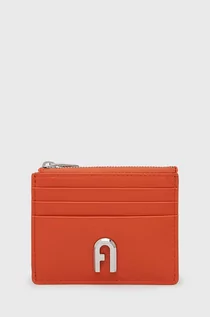 Portfele - Furla portfel skórzany damski kolor pomarańczowy - grafika 1
