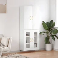 Witryny - vidaXL Witrynka, biała, 69,5x34x180 cm, materiał drewnopochodny - miniaturka - grafika 1