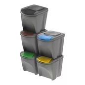Kosze na śmieci - Prosperplast Kosz do segregacji śmieci Sortibox szary 5 x 25 l IKWB25S5 - miniaturka - grafika 1