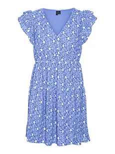 Bestseller A/S Damska sukienka VMSONEY LACE SL dekolt w serek, krótka sukienka WVN, Little Boy Blue/szczegóły: Snow White Lines, S, Little Boy Blue/Szczegóły: śnieżnobiałe linie, S - Sukienki - miniaturka - grafika 1