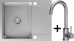 QUADRON LUKE 116 stal szczotkowana INOX + KATE stal INOX + zaślepka (ZH6048BS_3623500_BS) - Zlewozmywaki - miniaturka - grafika 1