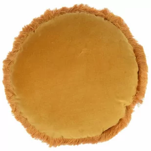 Poduszka okrągła Ochra z frędzlami 40 cm - Poduszki dekoracyjne - miniaturka - grafika 1