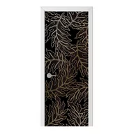 Naklejki na ścianę - Naklejka na drzwi HOMEPRINT Złoty kontur liści 95x205 cm - miniaturka - grafika 1