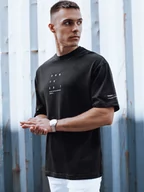 Koszulki męskie - T-shirt męski z nadrukiem czarny Dstreet RX5506-M - miniaturka - grafika 1