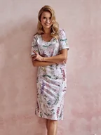 Piżamy ciążowe - Koszula Olive 3124 Biały w kwiaty (Rozmiar M) - miniaturka - grafika 1