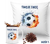 Gadżety dla niej i dla niego - ZESTAW PODUSZKA + KUBEK Prezent PIŁKA NOŻNA FOOTBALL + IMIĘ 23 - miniaturka - grafika 1